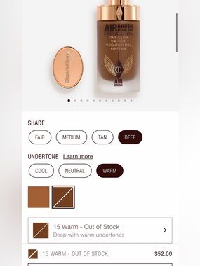 Charlotte Tilbury Airbrush Flawless Foundation - Deep Warm Brown